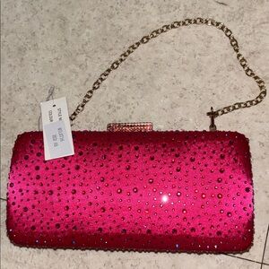 Elegant Pink Clutch with Gold Chain